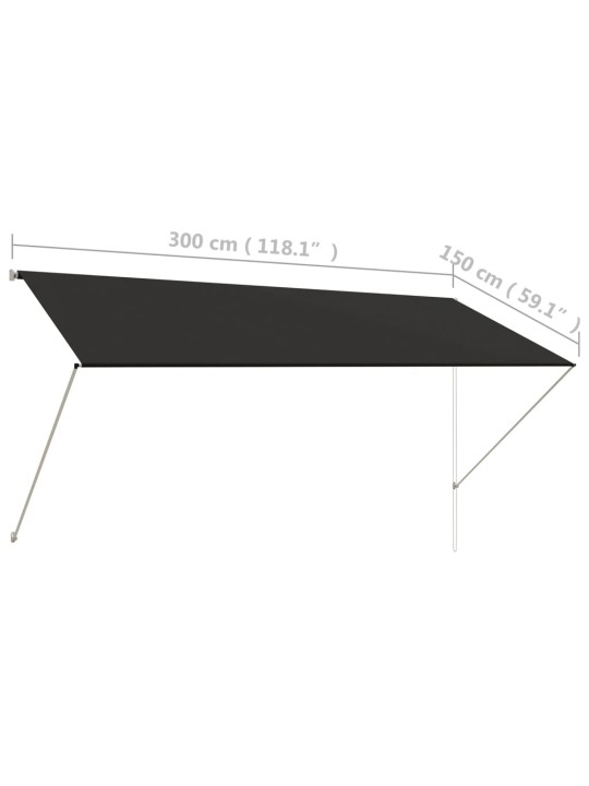 Markīze, 300x150 cm, sarullējama, antracītpelēka