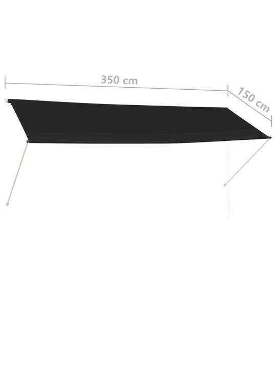 Markīze, 350x150 cm, sarullējama, antracītpelēka