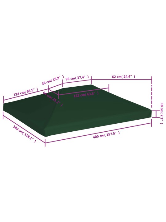 Nojumes jumta pārsegs, zaļš, 4x3 m, 310 g/m²