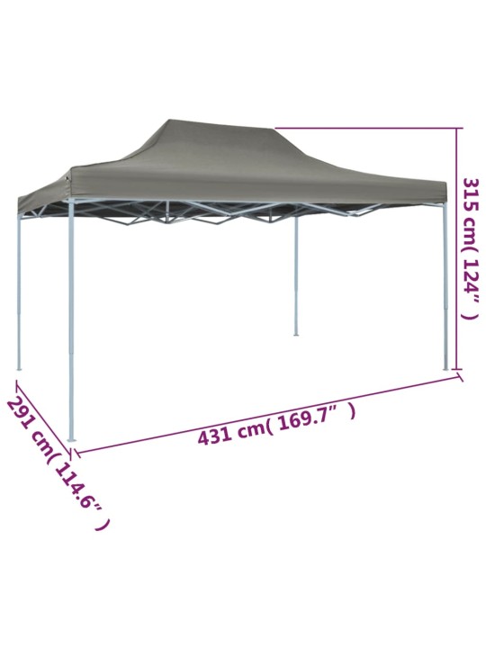 Saliekama dārza nojume, 3x4,5 m, antracītpelēka
