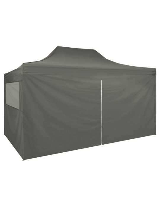 Saliekama telts ar 4 sānu sienām, antracītpelēka, 3x4,5 m