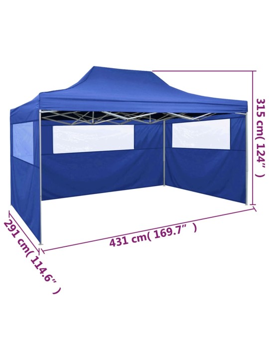 Telts, 3x4,5 m, 3 sienas, saliekama, zila