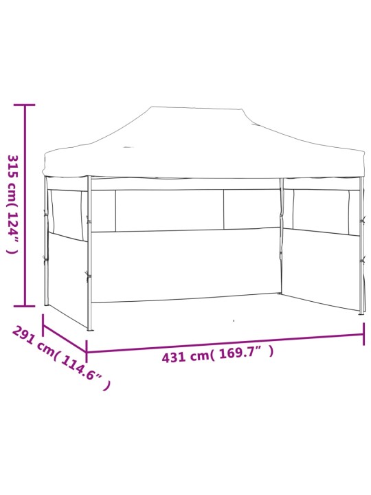 Saliekama telts ar 3 sānu sienām, antracītpelēka, 3 x 4,5 m