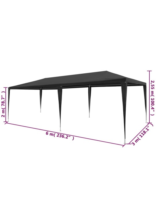 Dārza nojume, antracītpelēka, pe, 3x6 m