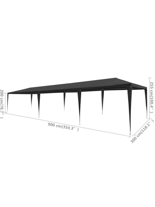 Dārza nojume, antracītpelēka, pe, 3x9 m