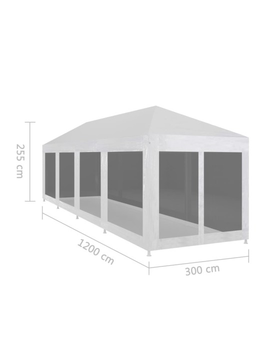 Svinību telts ar 10 sieta sienām, 12x3 m