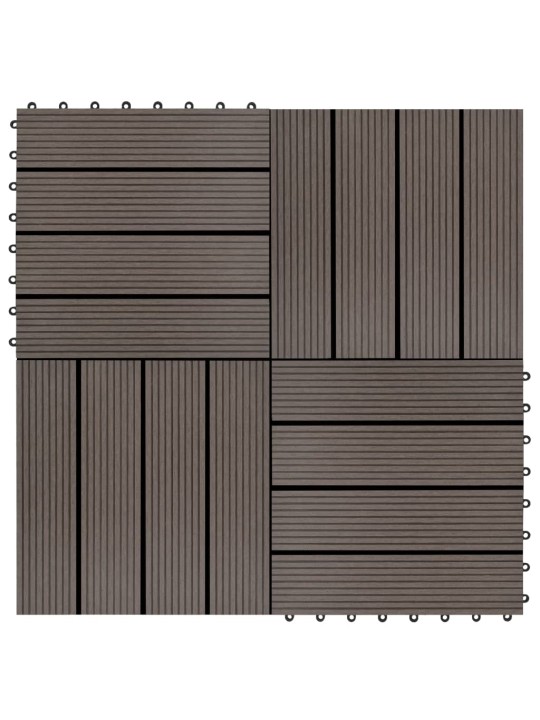 Terases flīzes, 11 gab., wpc, 30x30 cm, 1 m2, tumši brūnas