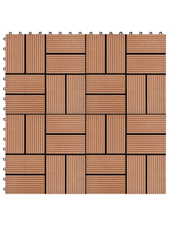Terases flīzes, 11 gab., wpc, 30x30 cm, 1 m2, brūnas