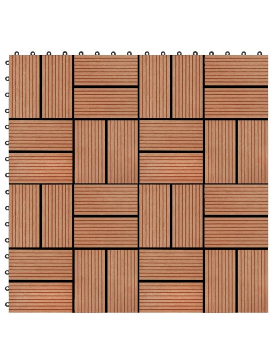 Terases flīzes, 11 gab., wpc, 30x30 cm, 1 m2, tīkkoka krāsā