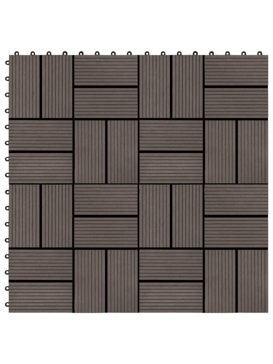 Terases flīzes, 11 gab., wpc, 30x30 cm, 1 m2, tumši brūnas