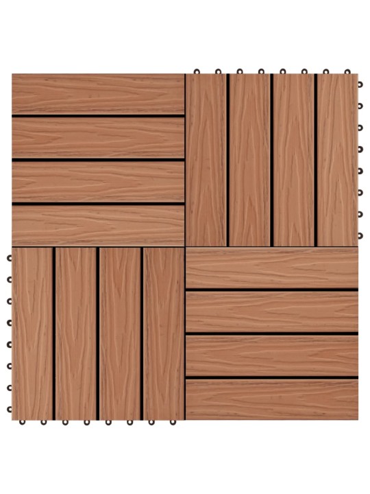 Terases flīzes, 11 gab., wpc, 30x30 cm, 1 m2, gaiši brūnas