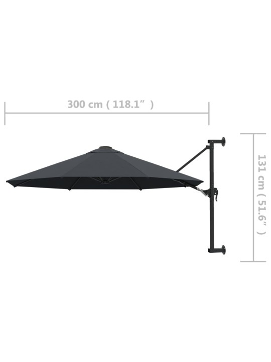 Saulessargs ar metāla kātu, antracītpelēks, 300 cm