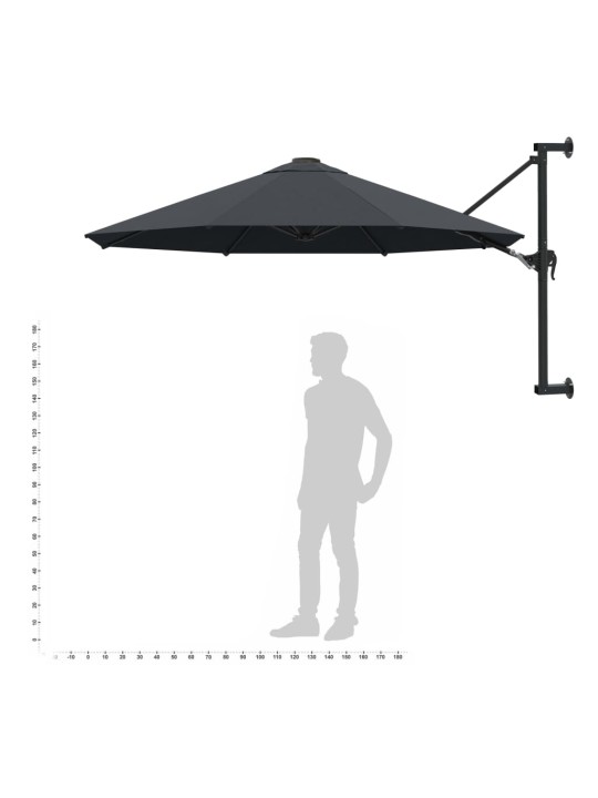 Saulessargs ar metāla kātu, antracītpelēks, 300 cm
