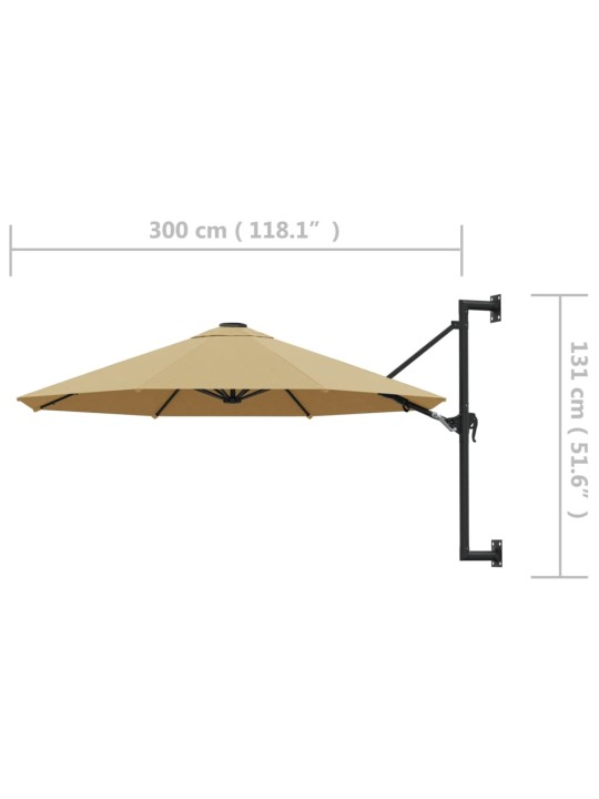 Saulessargs ar metāla kātu, pelēkbrūns, 300 cm