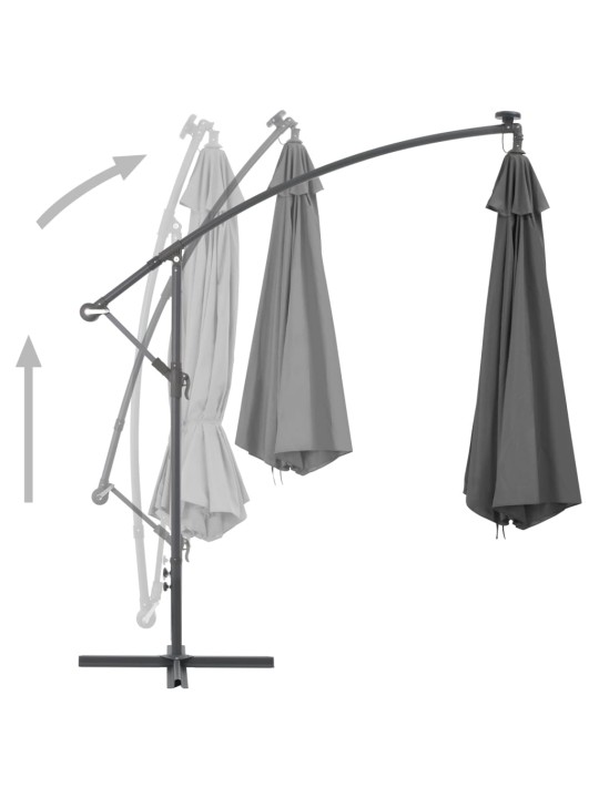 Dārza saulessargs ar tērauda kātu, 300 cm, antracītpelēks