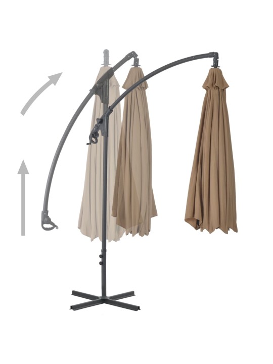 Dārza saulessargs ar tērauda kātu, 300 cm, pelēkbrūns