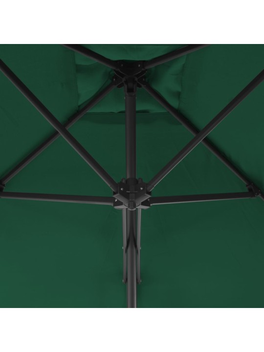 Dārza saulessargs ar tērauda kātu, 300 cm, zaļš
