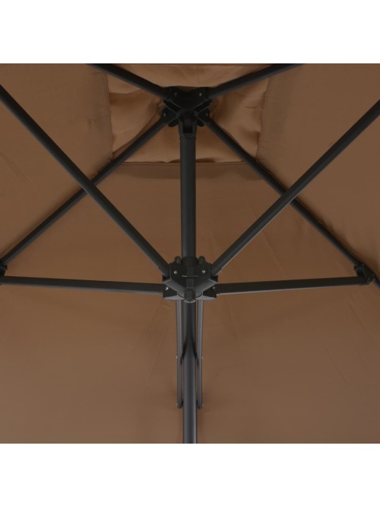Dārza saulessargs ar tērauda kātu, 300 cm, pelēkbrūns