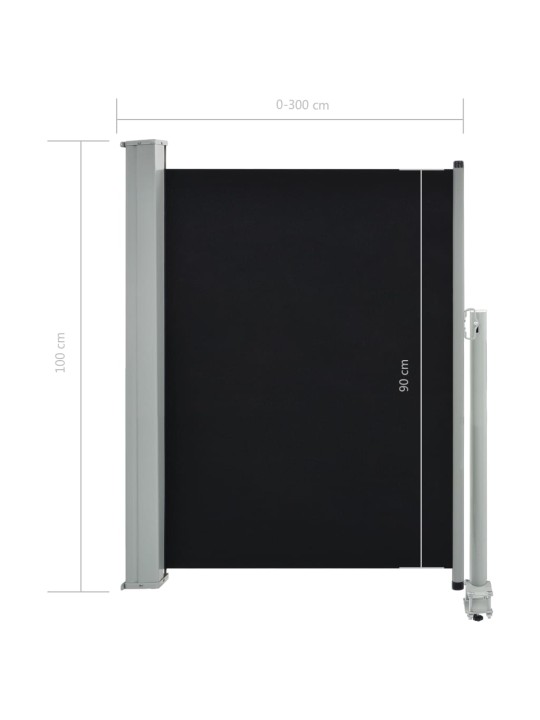 Izvelkama sānu markīze, 100x300 cm, melns