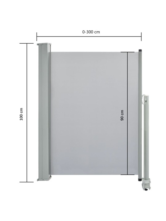 Izvelkama sānu markīze, 100x300 cm, pelēks