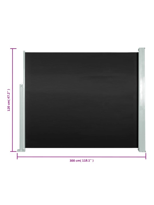 Izvelkama sānu markīze, 120x300 cm, melna