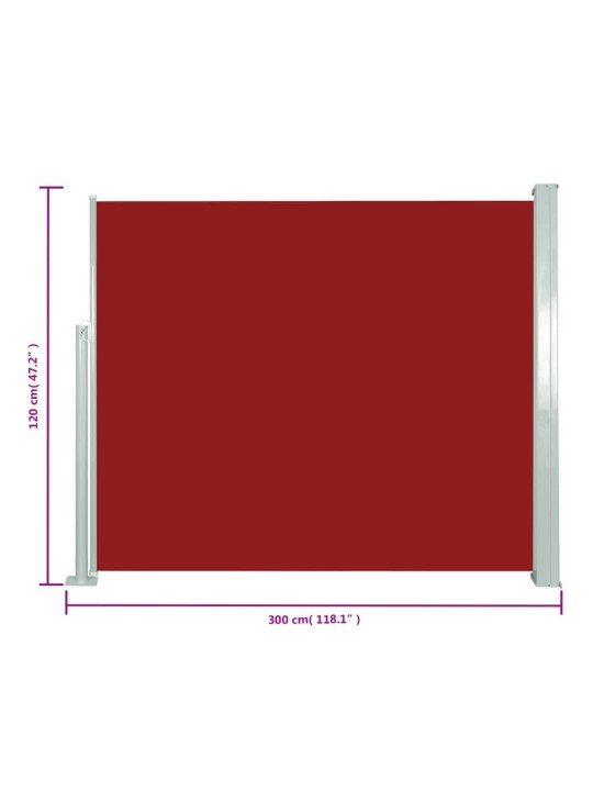 Izvelkama sānu markīze, 120x300 cm, sarkana