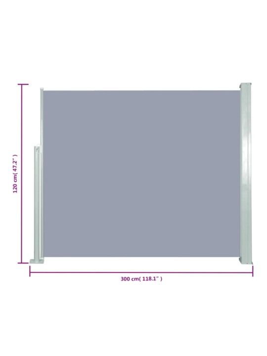 Izvelkama sānu markīze, 120x300 cm, pelēka