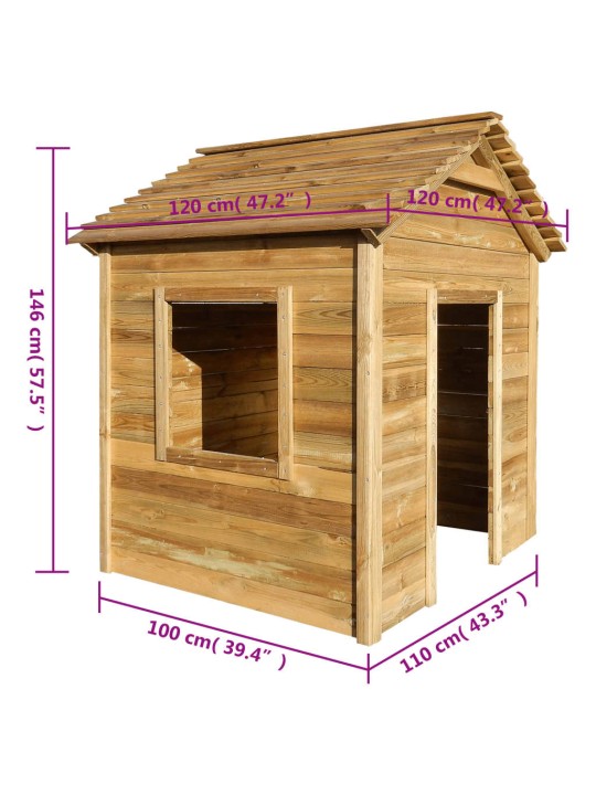 Āra rotaļu māja, priedes koks, 120x120x146 cm