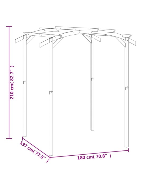 Dārza pergola, impregnēts priedes koks, 180x197x210 cm
