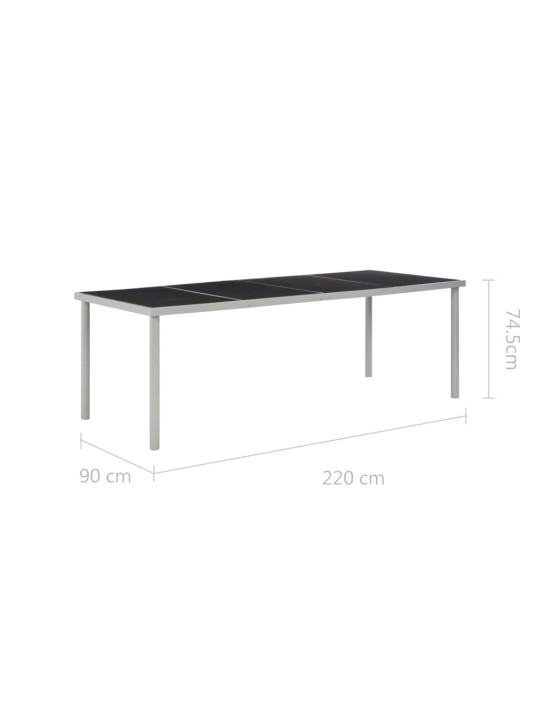 Dārza galds, 220x90x74,5 cm, melns, tērauds