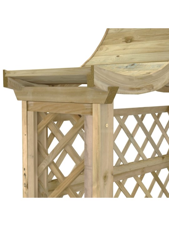 Dārza pergola ar jumtu un soliņu, impregnēts priedes koks
