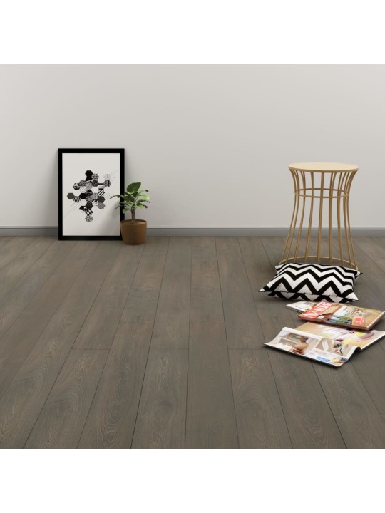 Grīdas dēļi, pašlīmējoši, 4,46 m², 3 mm, pelēks un brūns pvc