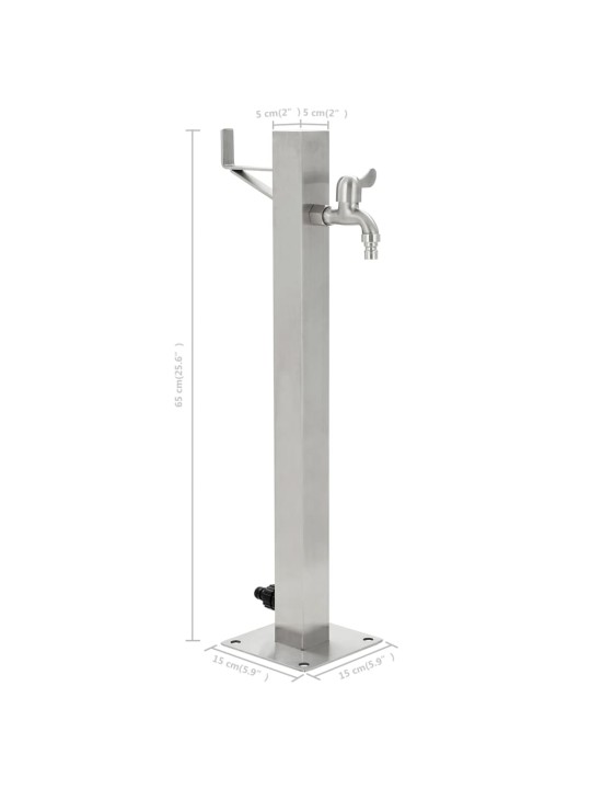 Dārza hidrants, nerūsējošs tērauds, kvadrātveida, 65 cm