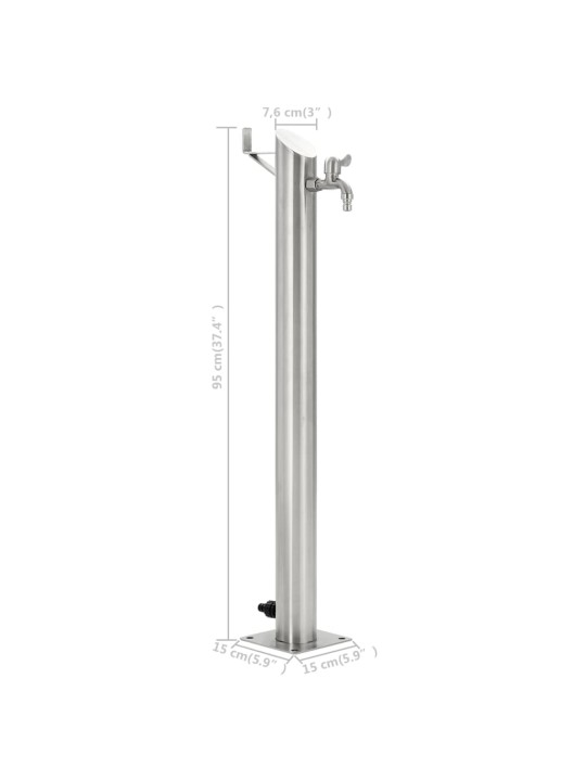 Dārza hidrants, nerūsējošs tērauds, apaļš, 95 cm
