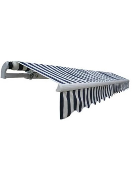 Salokāma markīze, motorizēta, 400 cm, zila ar baltu