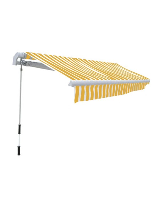 Sarullējama markīze, dzeltena/balta, 300 cm, manuāli darbināma