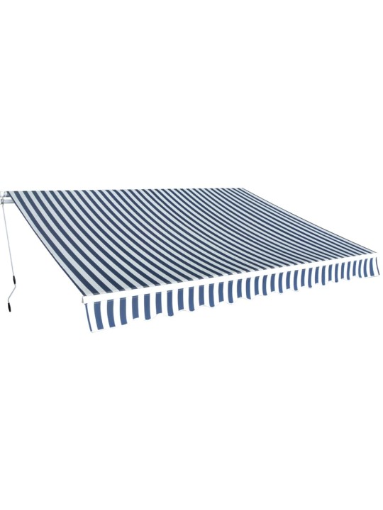 Markīze, manuāli regulējama, 350 cm, zila ar baltu