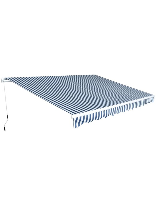 Markīze, manuāli regulējama, 450 cm, zila ar baltu