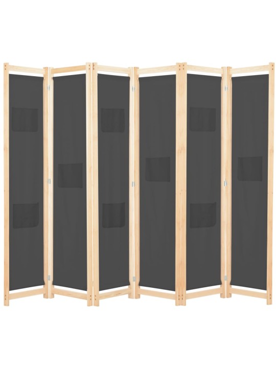 6-paneļu istabas aizslietnis, 240x170x4 cm, pelēks audums