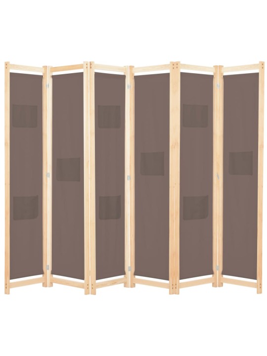 6-paneļu istabas aizslietnis, 240x170x4 cm, brūns audums