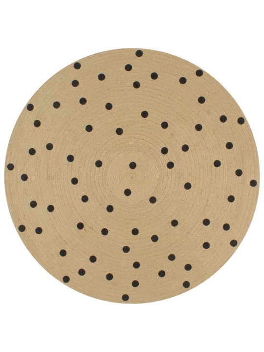 Paklājs ar apļu apdruku, džuta, 150 cm, roku darbs