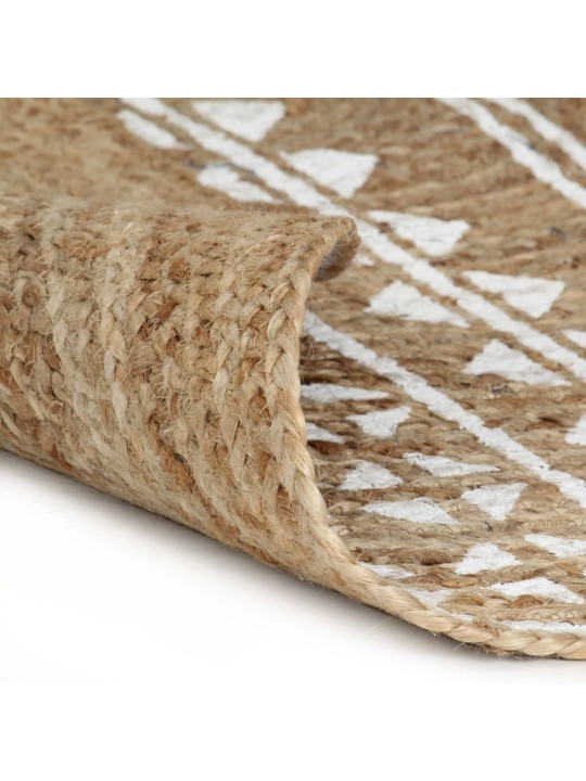 Paklājs ar baltu apdruku, džuta, 120 cm, roku darbs