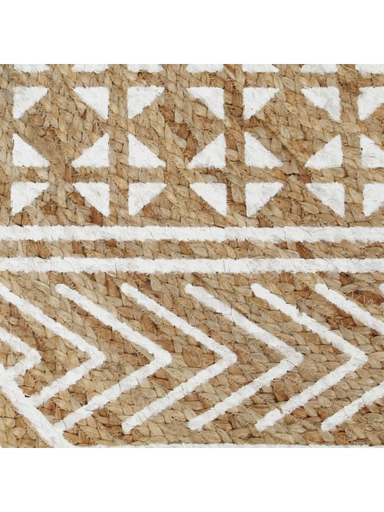 Paklājs ar baltu apdruku, džuta, 150 cm, roku darbs