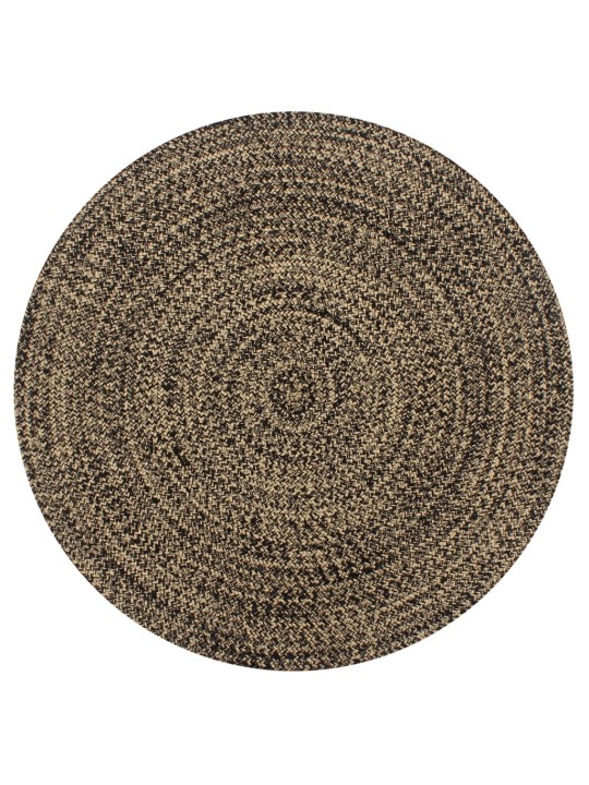 paklājs, 150 cm, roku darbs, džuta, melns un dabīgs