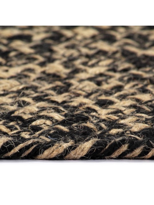 paklājs, 150 cm, roku darbs, džuta, melns un dabīgs
