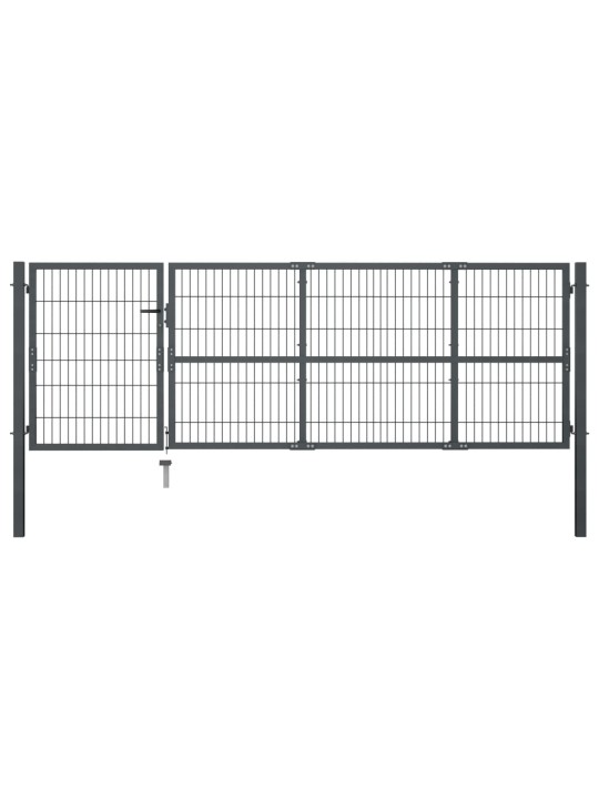 Dārza vārti ar stabiem, 350x100 cm, tērauds, antracītpelēks