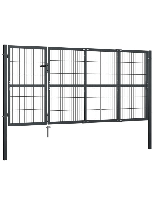Dārza vārti ar stabiem, 350x120 cm, tērauds, antracītpelēks