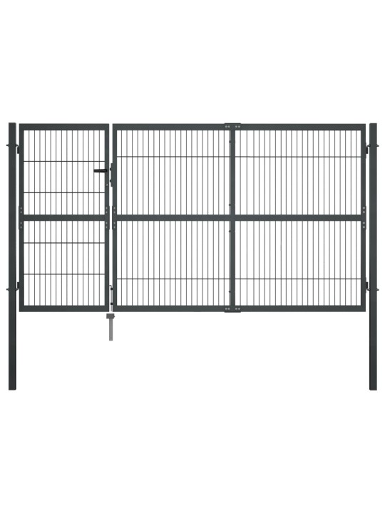 Dārza vārti ar stabiem, 350x140 cm, tērauds, antracītpelēks
