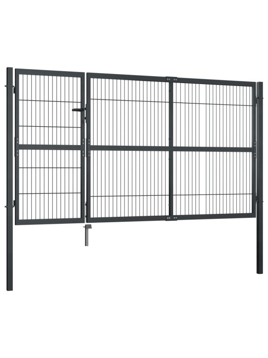 Dārza vārti ar stabiem, 350x140 cm, tērauds, antracītpelēks