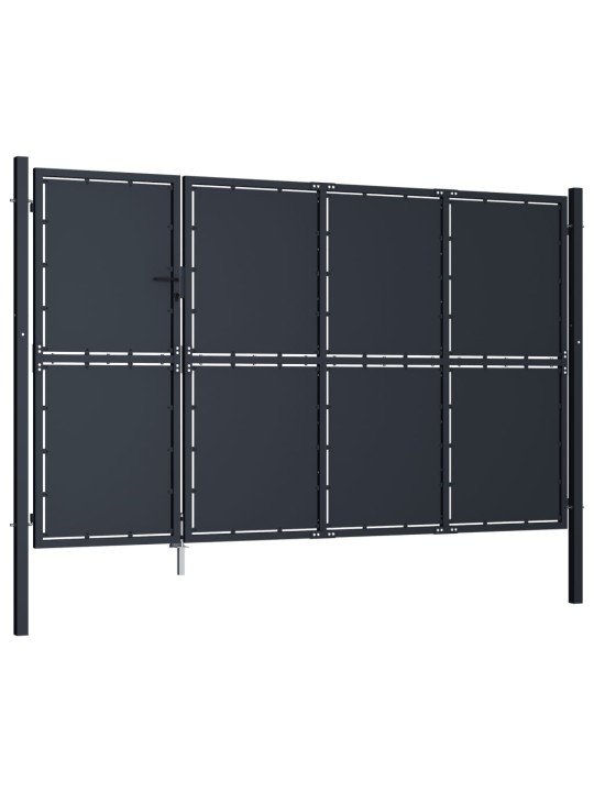 Dārza vārti, 350x200 cm, tērauds, pelēki